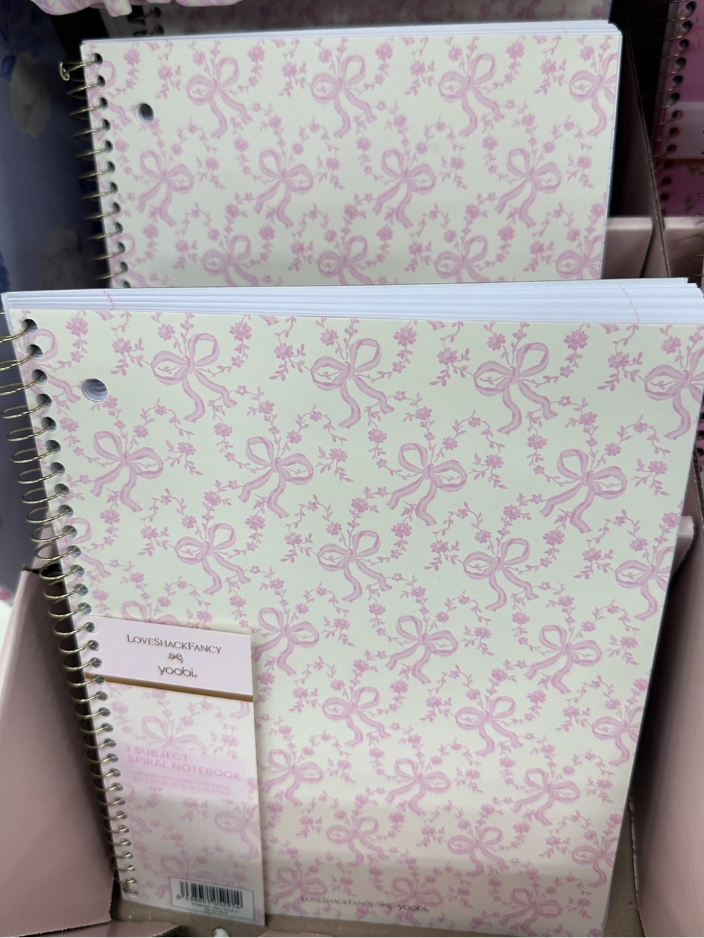 Love Shack Fancy x Yoobi Pink Bow Floral Spiral Notebooks - 1 subject